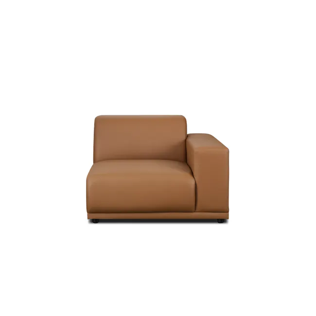 Milan 4 Seater Corner Extended Sofa - Caramel Tan (Faux Leather) - 12 - Luxurious brown leather sofa, modern design