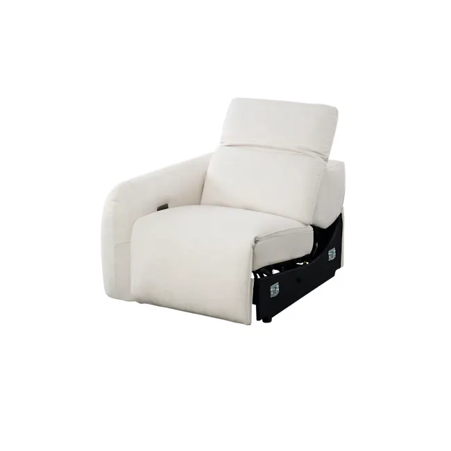 Harmony Left Arm Power Recliner Unit - Pearl River (Scratch Resistant) - 5 - Luxurious white leather recliner, modern