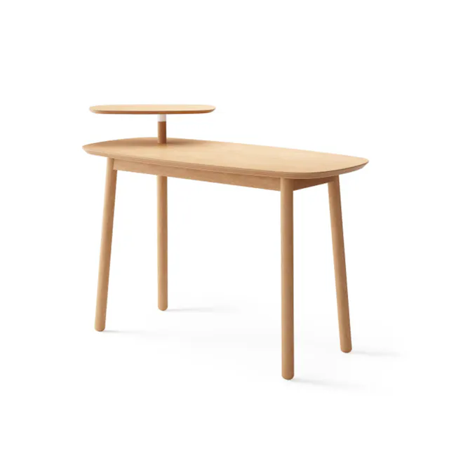(As-is) Swivo Table 1.2m - Natural - 1 - Light wood table, minimalist design, round top, simple structure, natural finish
