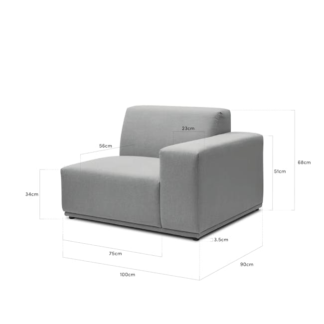 Milan 3 Seater Sofa with Ottoman - Ivory (Fabric) - 21