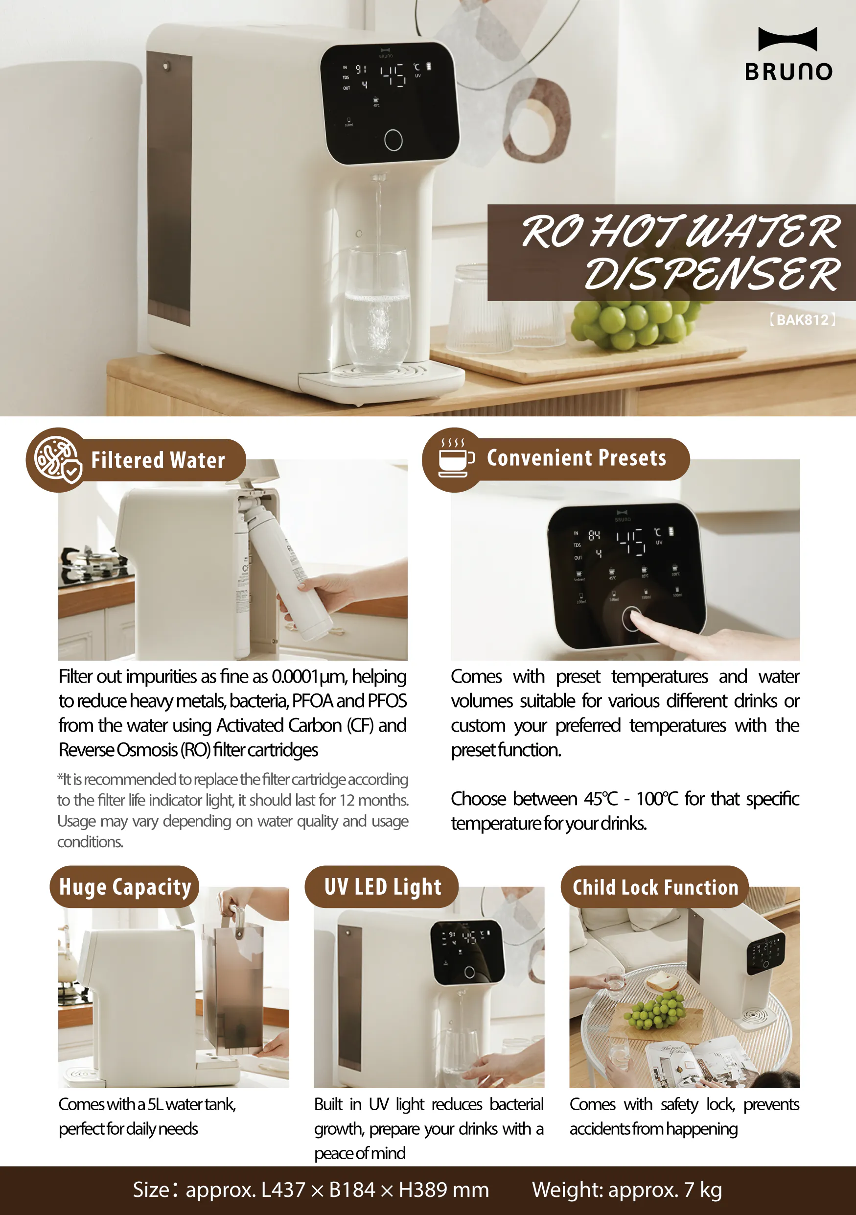 RO Hot Water Dispenser Filter Cartridge Set (RO + CF) - 12