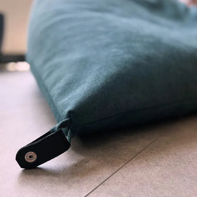 Magic 3-in-1 Bean Bag - Light Grey - 6 - Teal cushion, black strap, textured fabric, soft padding, ergonomic design
