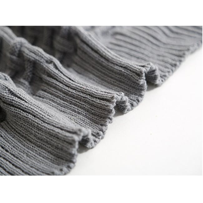 Camille Knitted Throw Blanket 110 x 175 cm - Grey - 3