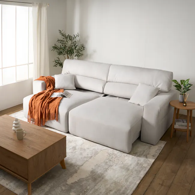 Forte 4 Seater Power Sliding Extension Sofa - Misty Grey (Scratch Resistant) - Zero Wall - 2
