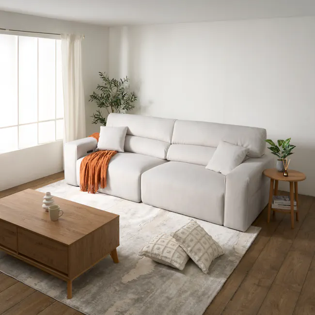 Forte 4 Seater Power Sliding Extension Sofa - Misty Grey (Scratch Resistant) - Zero Wall - 4