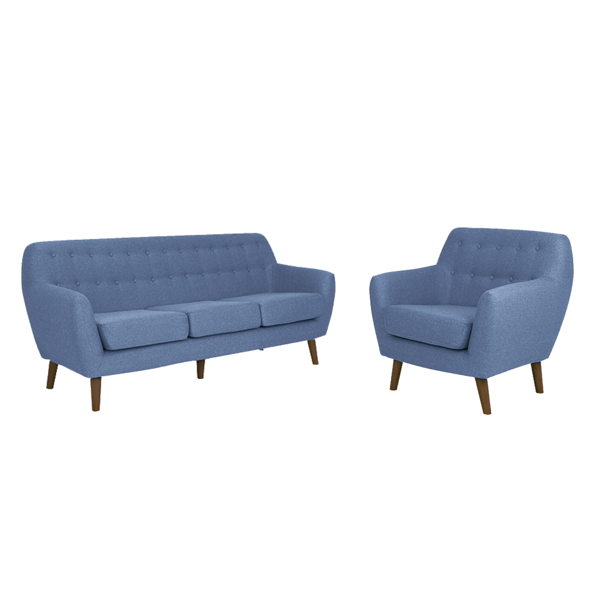 Emma 3 Seater Sofa with Emma Armchair - Iris Blue