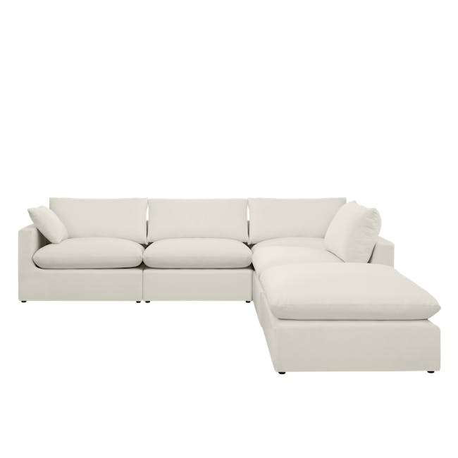(As-is) Russell Corner Unit - Oat (Eco Clean Fabric) - 1 - 17 - White modern sectional sofa, minimalist design, clean lines
