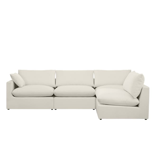 (As-is) Russell Corner Unit - Oat (Eco Clean Fabric) - 1 - 18 - Modern minimalist sofa, white fabric upholstery, sleek