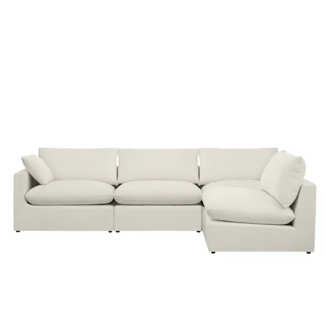 (As-is) Russell Corner Unit - Oat (Eco Clean Fabric) - 1 - 18 - Modern minimalist sofa, white fabric upholstery, sleek