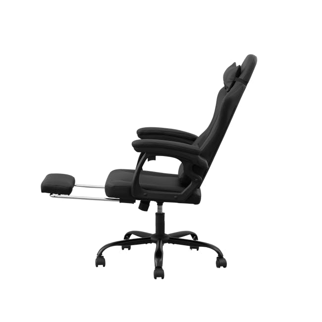 Zeus Gaming Chair with Footrest - Black (Faux Leather) - 5