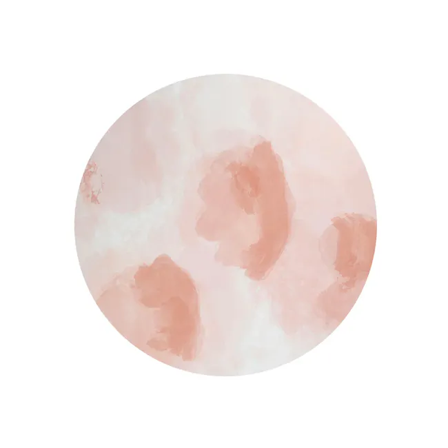 Toddlekind Prettier Round Splat Mat 1m - Sunrise - 1 - Watercolor abstract shapes, soft pink and white hues, gentle