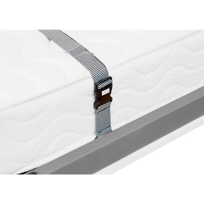 Llyod Super Single Vertical Wall Bed with Desk - White - 15 - striped mattress cover, black and white striped, adjustable