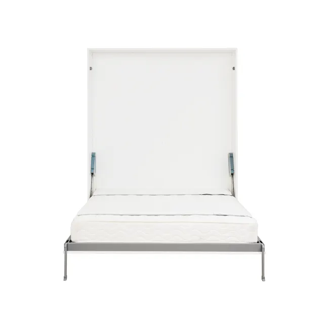 Llyod Super Single Vertical Wall Bed with Desk - White - 14 - White minimalist bedroom, modern bed frame, metal frame bed