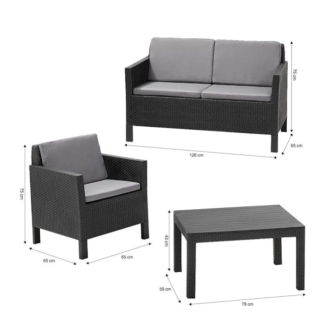 Chicago 4 Piece Outdoor Sofa Set - Graphite - 13
