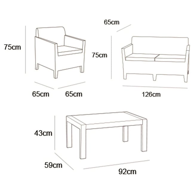 Chicago 4 Piece Outdoor Sofa Set - Graphite - 14