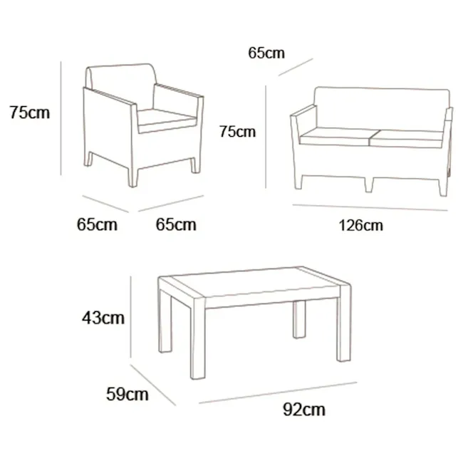 Chicago 4 Piece Outdoor Sofa Set - Graphite - 14