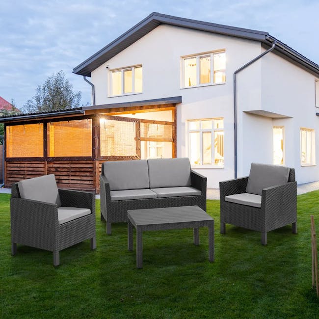 Chicago 4 Piece Outdoor Sofa Set - Graphite - 4