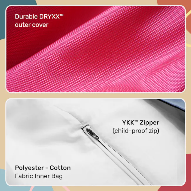 Doob Oomph Mini Bean Bag Chair - Wine Red (Water Repellent) - 7 - Durable DRYXX™ outer cover, Polyester-Cotton Fabric Inner