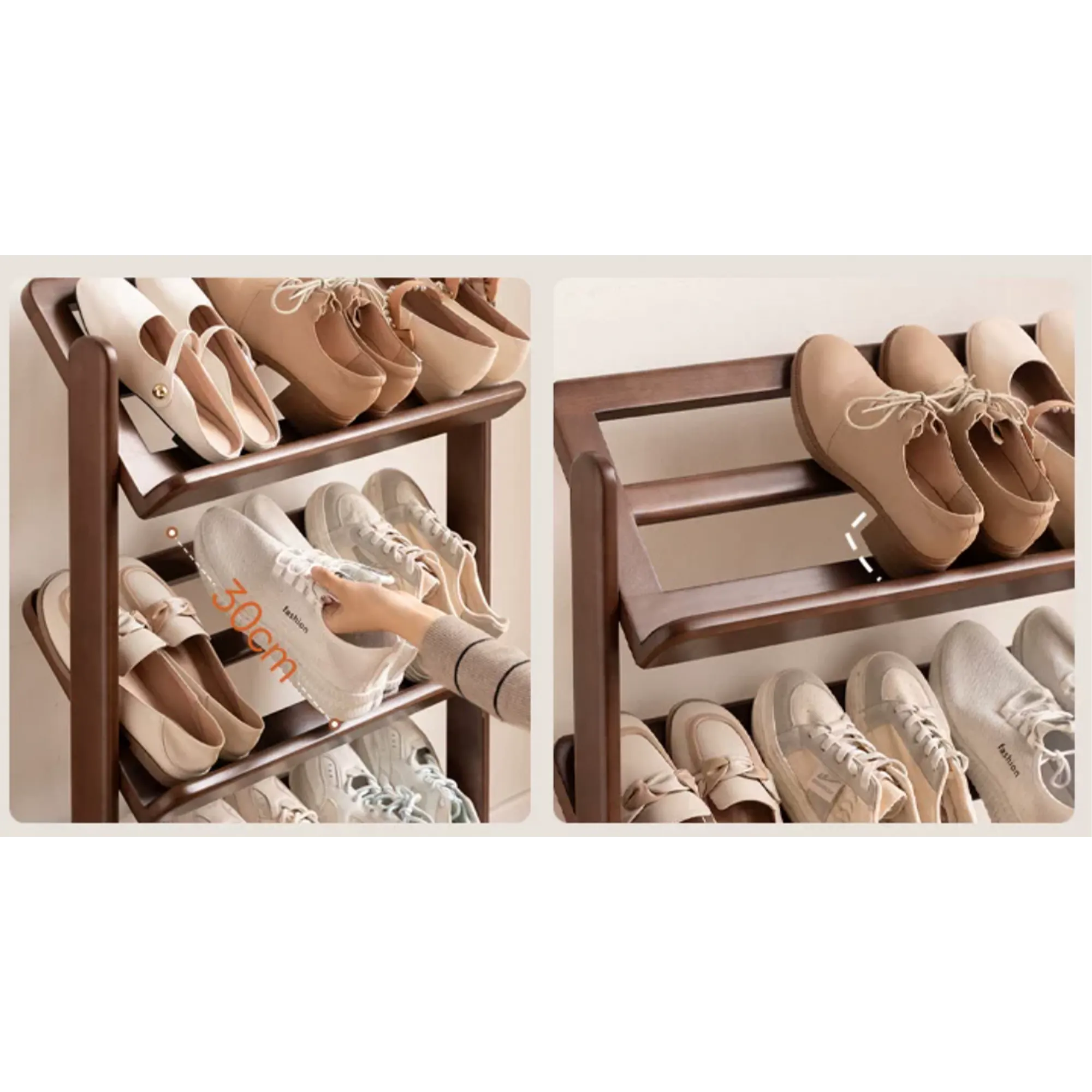 Lara 3 Tier Shoe Rack 0.65m - Walnut - 7