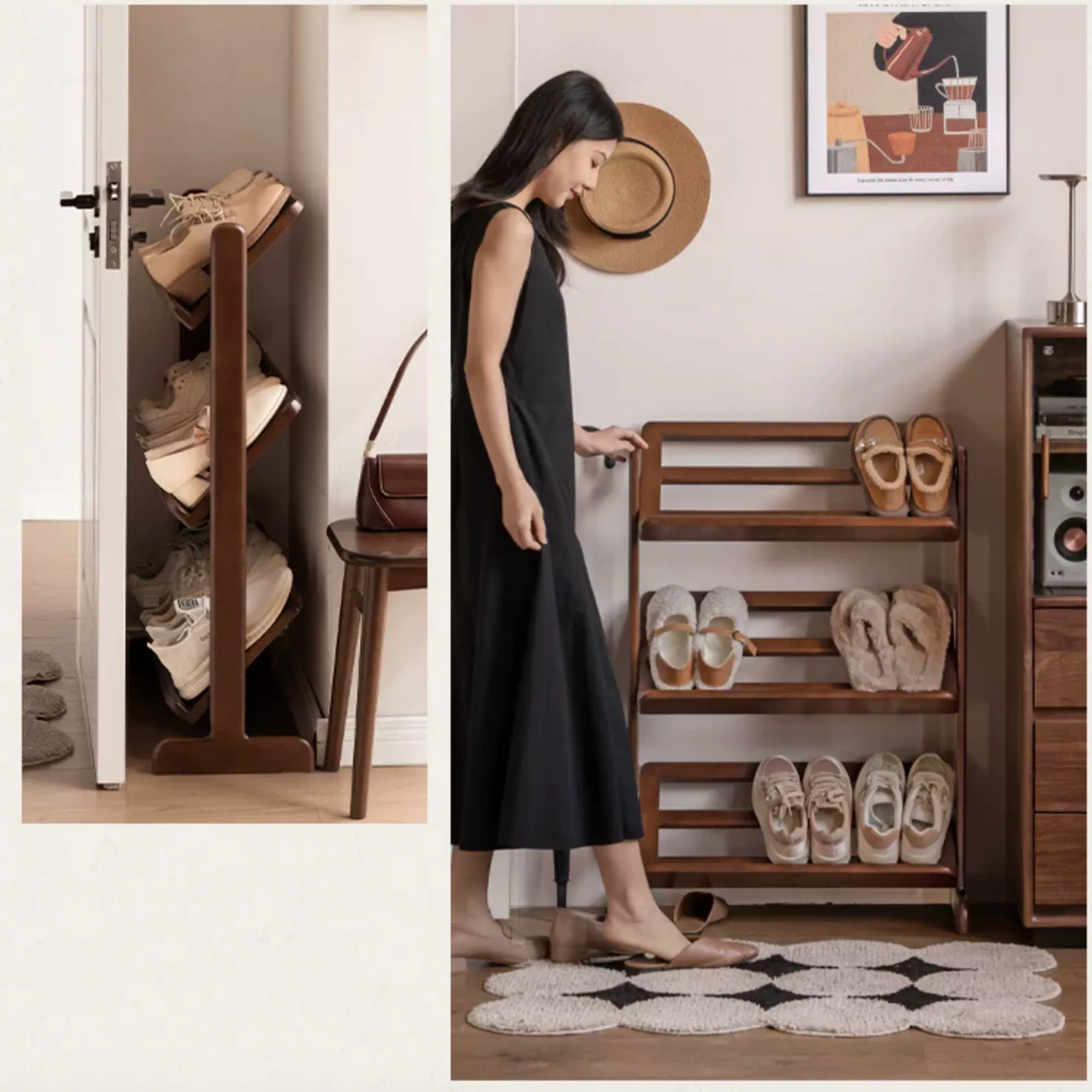 Lara 3 Tier Shoe Rack 0.65m - Walnut - 11