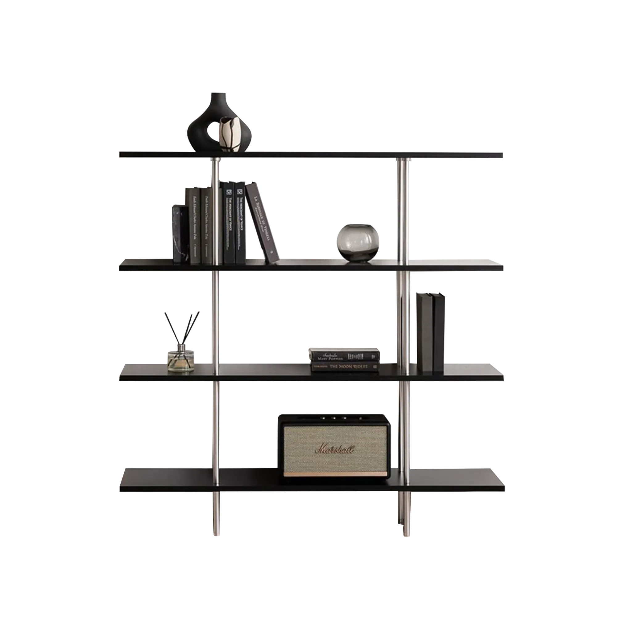 (As-is) Bauhaus 4-Tier Wide Display Shelf - Black