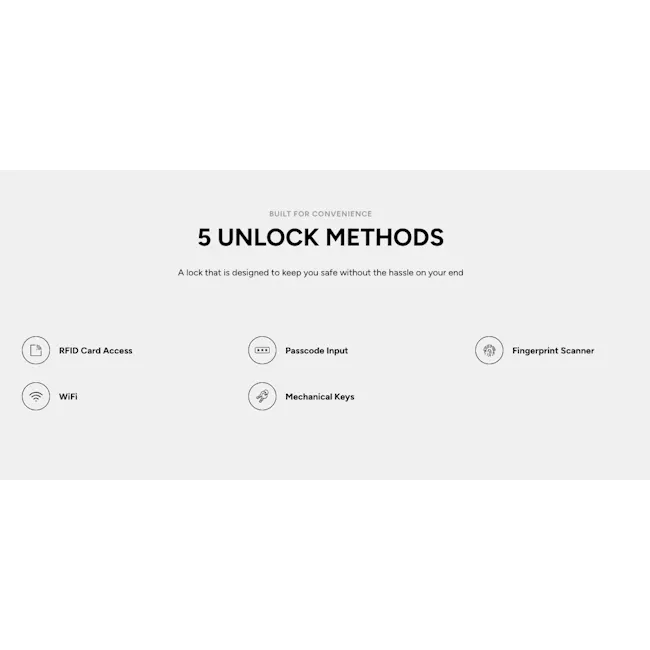 Luxus Vantage Digital Door Lock - 7 - RFID Card Access, Passcode Input, WiFi, Mechanical Keys, Fingerprint Scanner, Secure