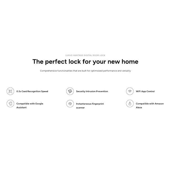 Luxus Vantage Digital Door Lock - 5 - 3s Card Recognition Speed, Comprehensive Functionality, Integrated Security