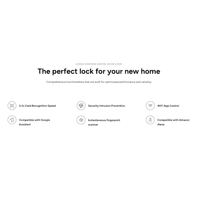 Luxus Vantage Digital Door Lock - 5 - 3s Card Recognition Speed, Comprehensive Functionality, Integrated Security
