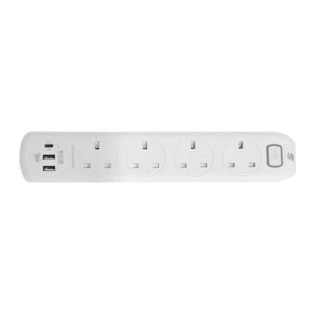 SOUNDTEOH 4 Way Extension Socket with USB A+C - White - 0