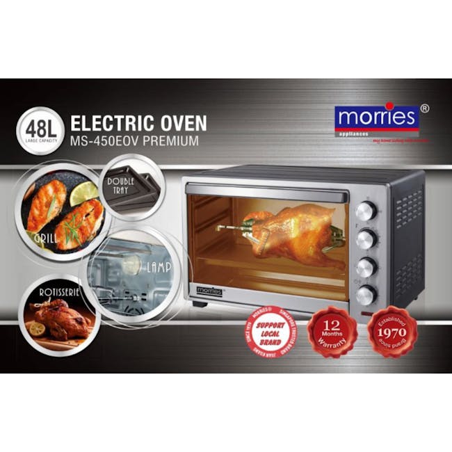MORRIES Oven with Rotisserie & Convection Function - 48L - 3 - Electric oven, 48L capacity, MS-450E0OV premium, grill