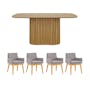 Bolton Dining Table 1.8m in Oak with 4 Fabian Armchairs in Dolphin Grey - 0