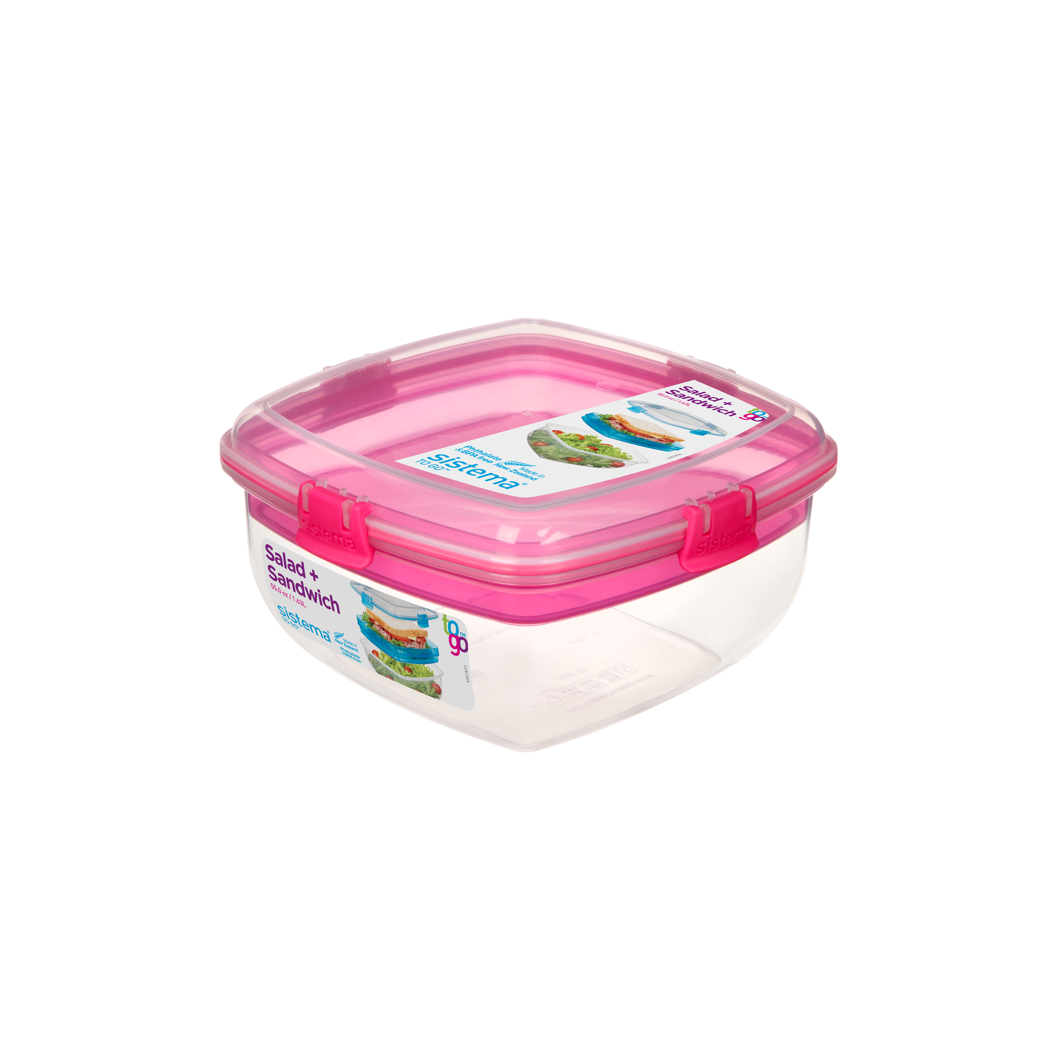 Sistema Salad N Sandwich To Go 1.63L -  Pink