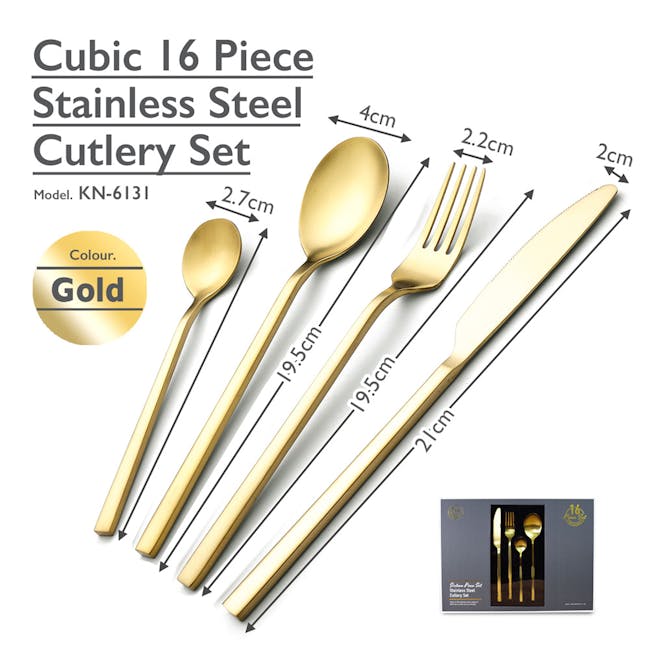 Table Matters Cubic 16pc Cutlery Set - Matt Gold - 8