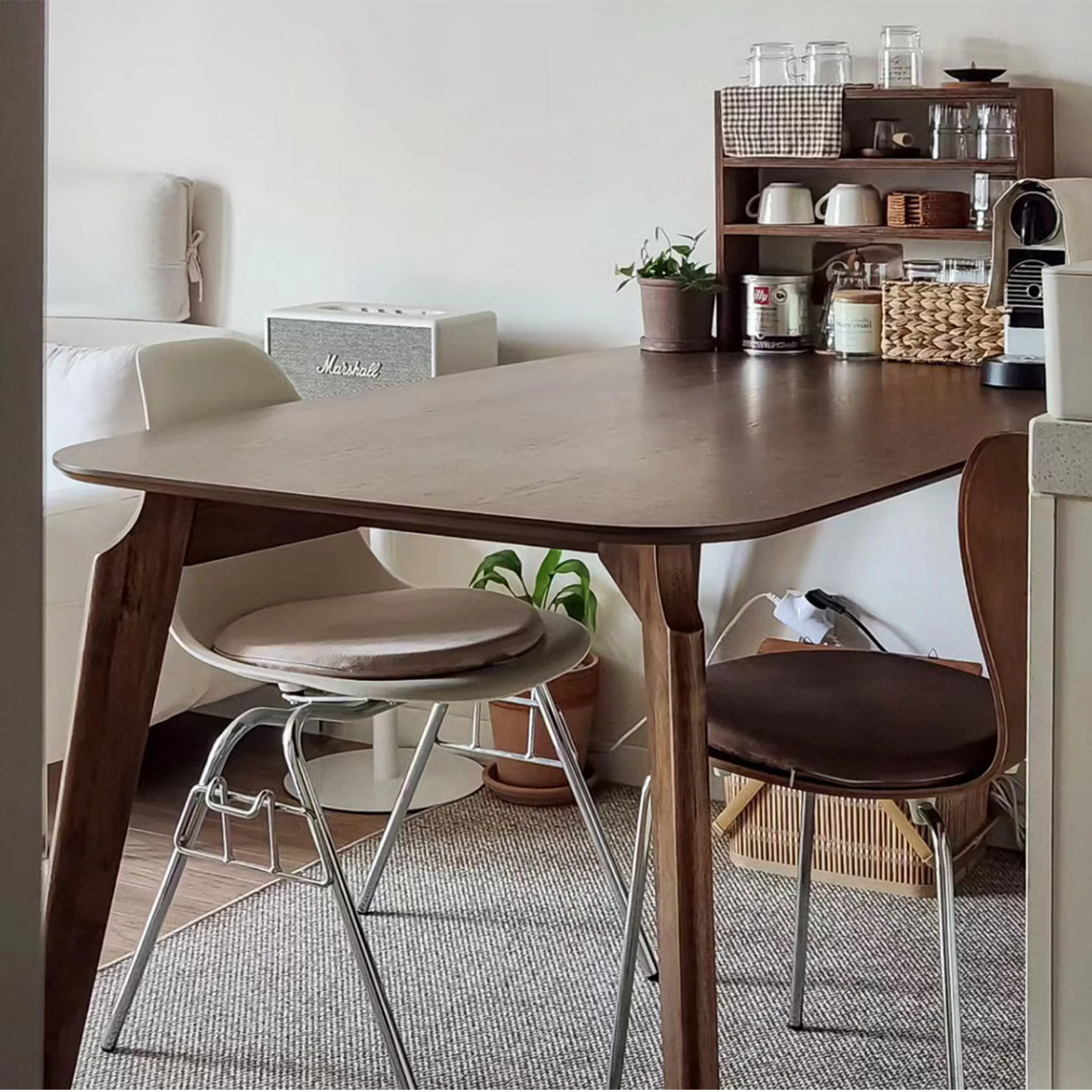 Acker Dining Table 1.5m - 10 - Wooden dining table, minimalist design, modern kitchen, cozy seating, white and brown color