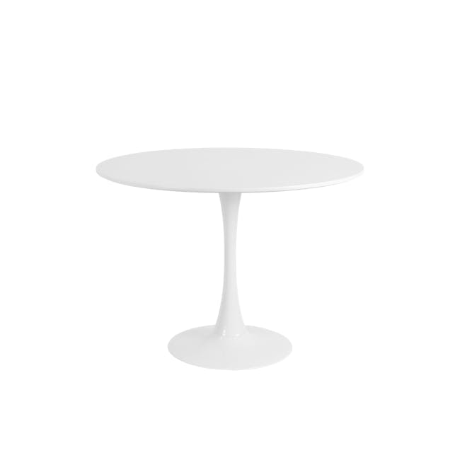 Carmen Round Dining Table 1m - White - 1 - Modern minimalist table, sleek design, white finish, elegant table, round top