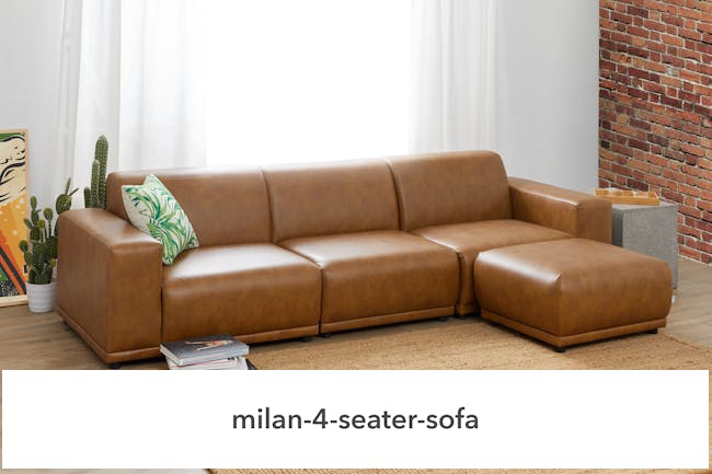 Milan 4 Seater Sofa - Tan (Faux Leather) - 1