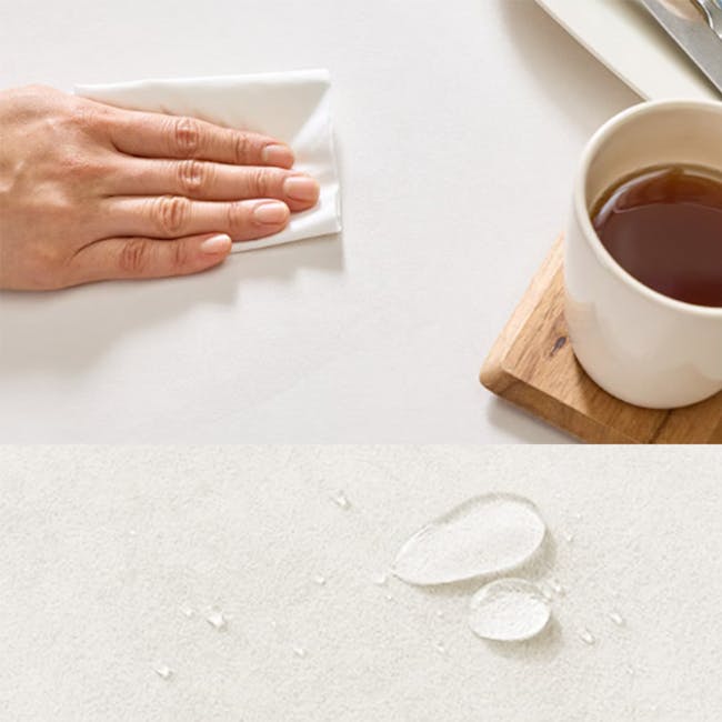 Macaron 2 Seater Left Arm Chaise Sofa - Ivory (Pet Friendly) - 9 - hand, wipe, paper towel, cup, tea, liquid, surface