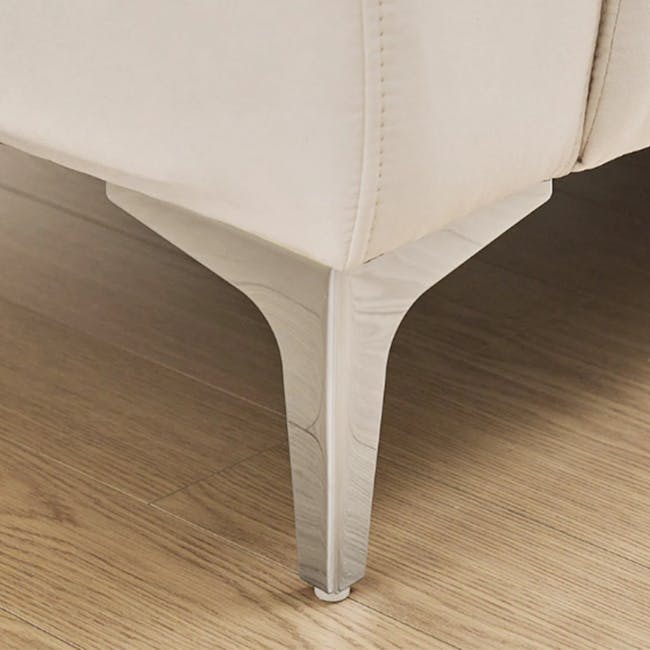 Macaron 2 Seater Left Arm Chaise Sofa - Ivory (Pet Friendly) - 13 - Cream-colored, elegant, curved, wooden, floor-standing