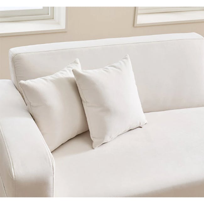 Macaron 2 Seater Left Arm Chaise Sofa - Ivory (Pet Friendly) - 7 - White sofa, minimalist design, soft cushions, cozy