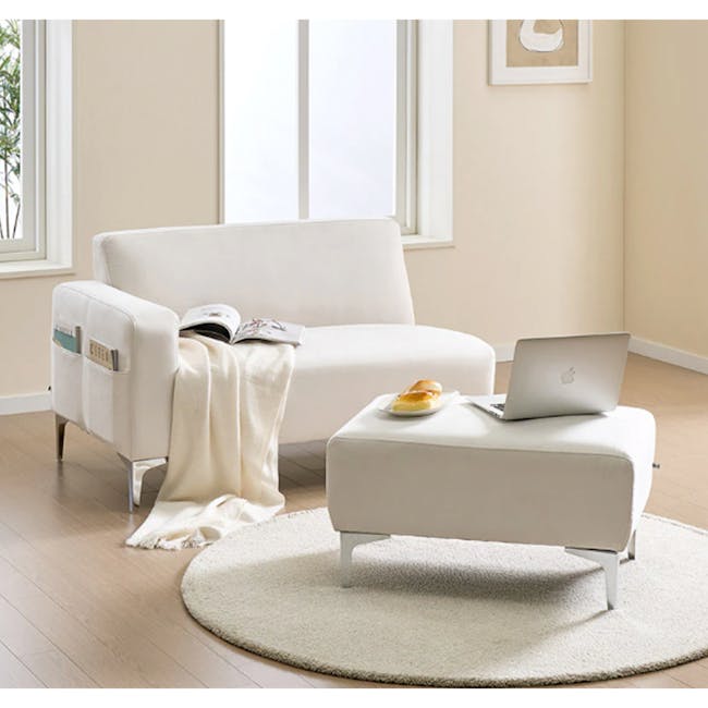 Macaron 2 Seater Left Arm Chaise Sofa - Ivory (Pet Friendly) - 2 - White modern sofa, minimalist decor, cozy reading nook