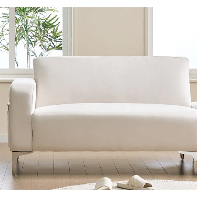 Macaron 2 Seater Left Arm Chaise Sofa - Ivory (Pet Friendly) - 3 - Cream-colored, modern, minimalist, comfortable, sleek