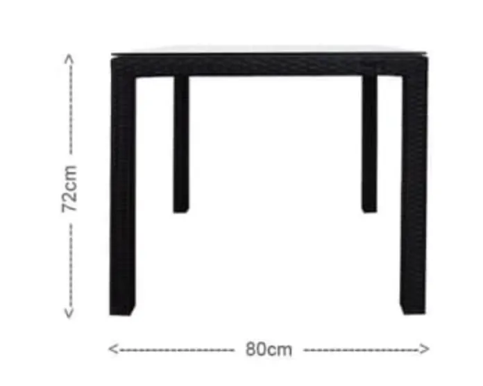 Monde 4 Chair Outdoor Dining Set - White Cushion - 9 - Black, rectangular table with 72 cm height, 80 cm wide table design