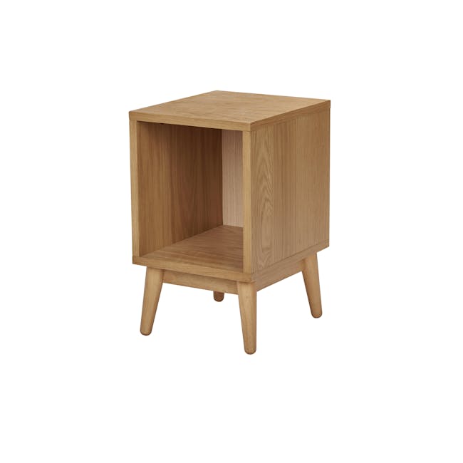 Kyoto Single Shelf Slim Bedside Table - Oak - 0