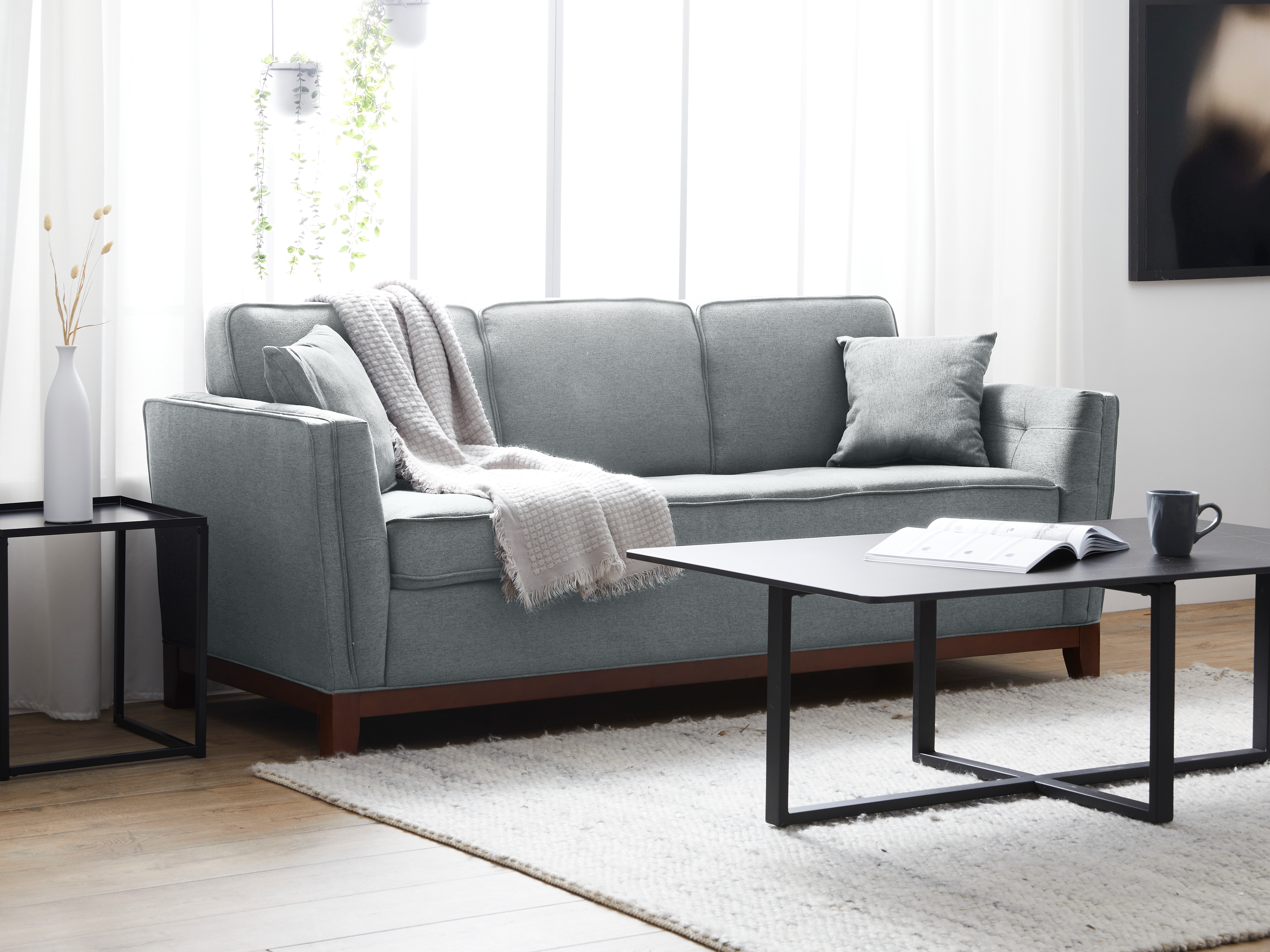 Byron 3 Seater Sofa - Walnut, Siberian Grey, Byron By HipVan | HipVan