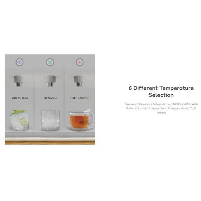 Bbyeol Lynx Tankless Water Purifier - Black - 8 - Cold, Room, Hot, Water, Purifier, 6 Temperature Settings, Experience, Cold
