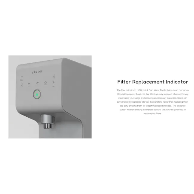 Bbyeol Lynx Tankless Water Purifier - Black - 12 - UV filter replacement indicator, hot and cold water purifier, filter