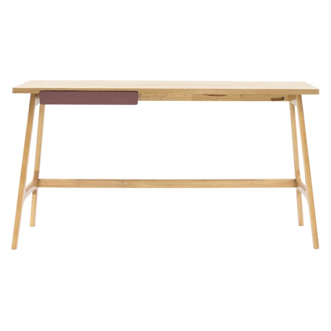 (As-is) Morey Study Table 1.4m - Natural, Penny Brown - 11