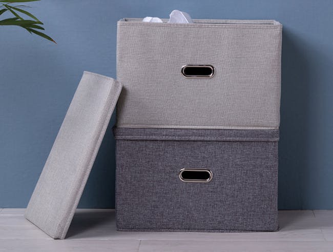 Leonard Fabric Storage Box - Light Grey - Large - 4
