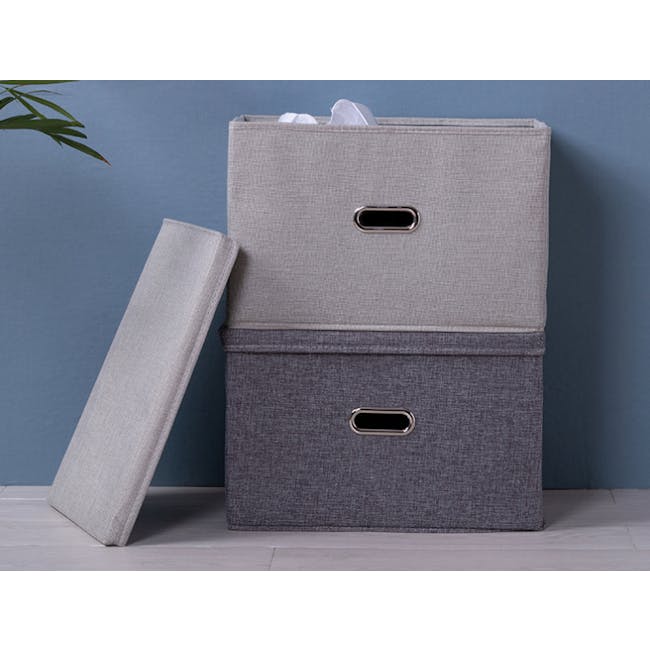 Leonard Fabric Storage Box - Light Grey - Large - 4