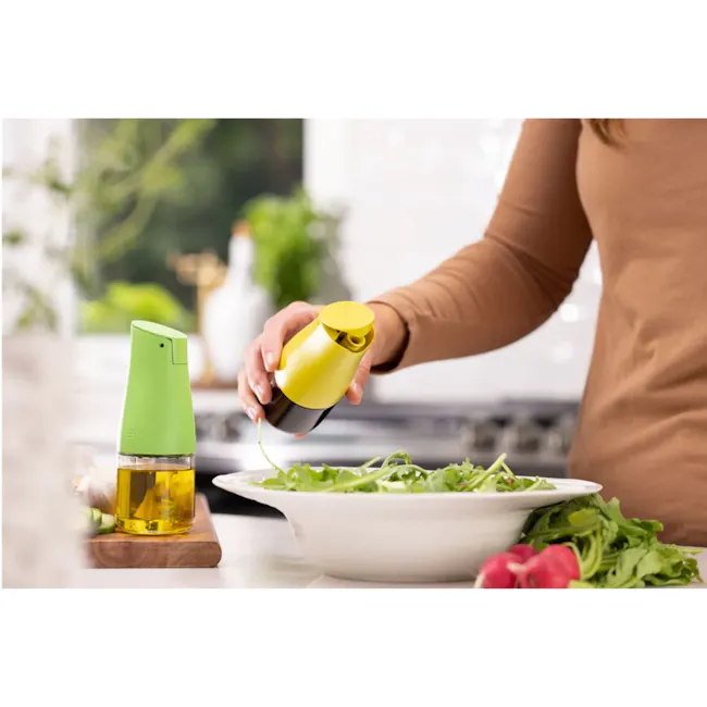 Zuutii Mini Drip-Free Oil Carafe - Lemon Yellow - 4 - green kitchen, salad preparation, fresh greens, cooking, healthy